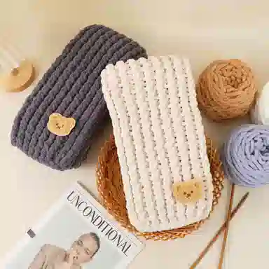 【心意满满~DIY自织】 攸委 可爱百搭小熊手工编织围巾秋冬季保暖防寒柔软毛线团材料神器 涤纶 赠朋友百搭创意绒线围脖 男女同款情侣款