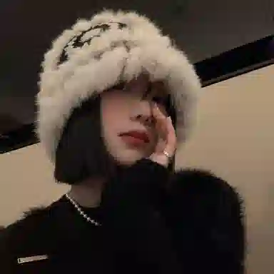 【通勤出街~氛围感】 攸委 可爱时尚国潮醒狮帽兔毛针织毛绒帽秋冬季保暖大头围显脸小 涤纶 百搭防寒护耳绒线帽渔夫帽 男女同款情侣款
