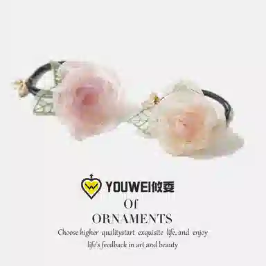 【高级感玫瑰发圈】 攸委 小香风欧根纱花朵发绳气质少女可爱百搭 锦纶 高颜值网红简约扎头发头绳 女款