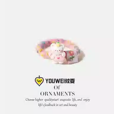 【多巴胺可爱小兔】 攸委 软萌百搭甜美小熊彩色毛毡发绳发圈扎头发马尾 锦纶 女生简约休闲气质毛绒小皮筋头饰 女款