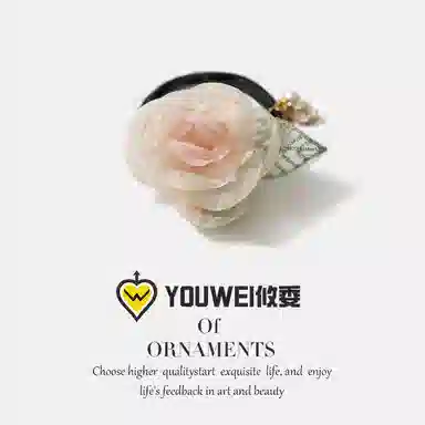 【高级感玫瑰发圈】 攸委 小香风欧根纱花朵发绳气质少女可爱百搭 锦纶 高颜值网红简约扎头发头绳 女款