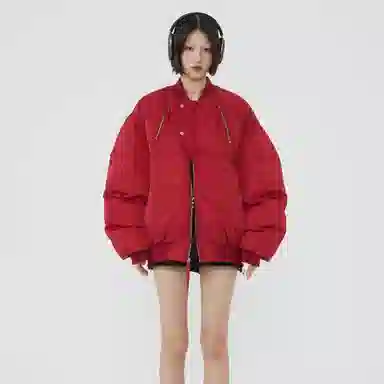 水中花 原创小众设计感飞行员合身纯色气质棉服 男女同款
