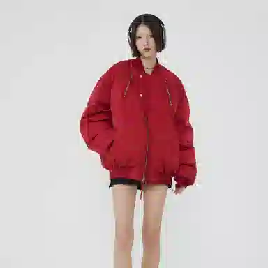 水中花 原创小众设计感飞行员合身纯色气质棉服 男女同款