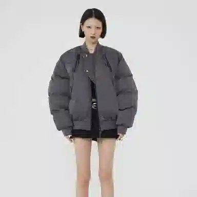 水中花 原创小众设计感飞行员合身纯色气质棉服 男女同款