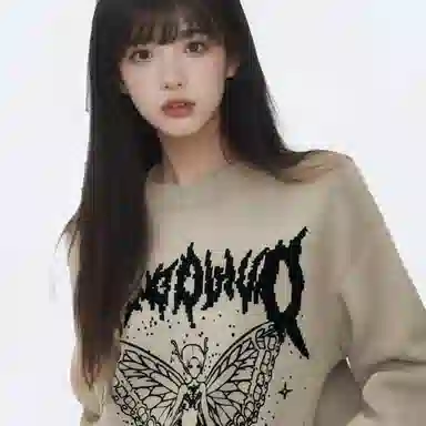 水中花 蝴蝶提花长袖舒适圆领针织衫 女款