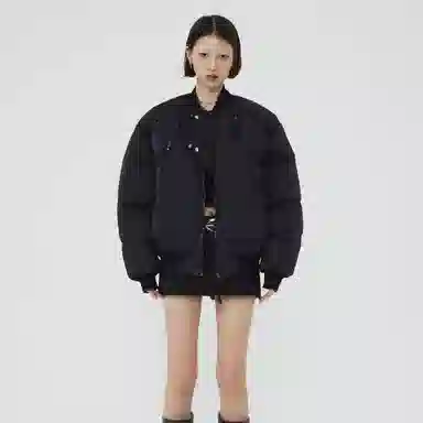 水中花 原创小众设计感飞行员合身纯色气质棉服 男女同款