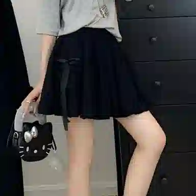 水中花 简约蝴蝶结高腰显瘦小众潮流显高甜美设计感高级百搭休闲短裙 女款