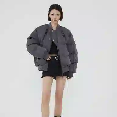 水中花 原创小众设计感飞行员合身纯色气质棉服 男女同款