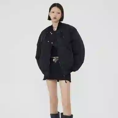 水中花 原创小众设计感飞行员合身纯色气质棉服 男女同款