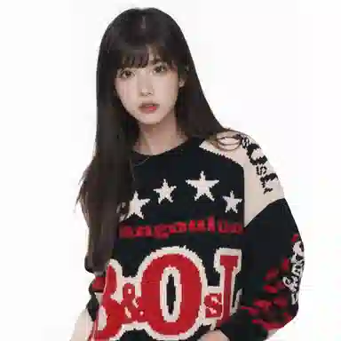 水中花 字母设计感圆领套头长袖毛衣 女款