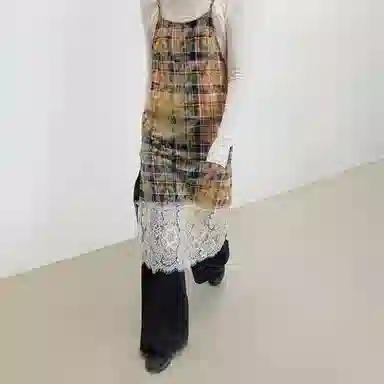 CONP Lace Plaid Dress Sunset Orange