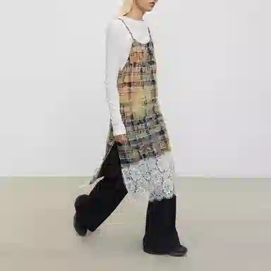 CONP Lace Plaid Dress Sunset Orange