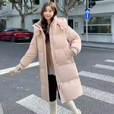 雅鹿 纯色加厚中长款长袖羽绒服 女款