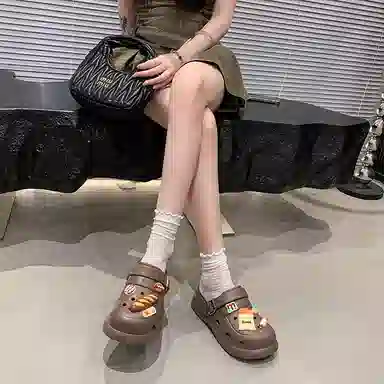 小鹿米利 萌趣可爱个性 防滑包头拖鞋 女