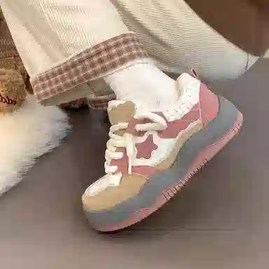 小鹿米利 时尚 保暖 低帮 板鞋 女款 卡其