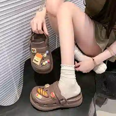 小鹿米利 萌趣可爱个性 防滑包头拖鞋 女