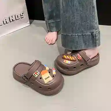 小鹿米利 萌趣可爱个性 防滑包头拖鞋 女