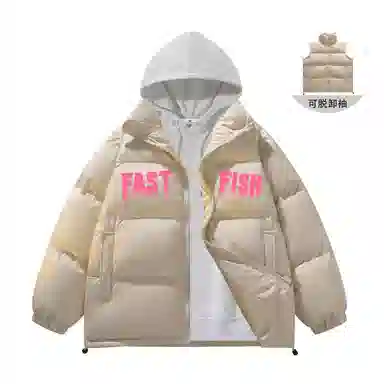 快鱼 美式高街涂鸦创意流体字母通勤宽松百搭羽绒服 男女同款