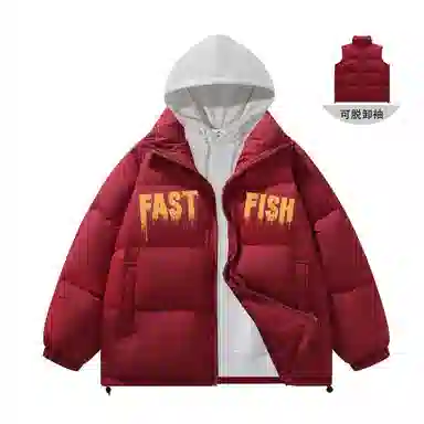 快鱼 美式高街涂鸦创意流体字母通勤宽松百搭羽绒服 男女同款