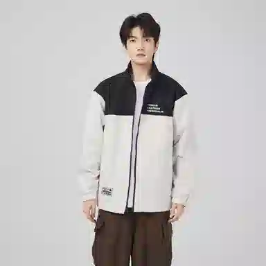 快鱼 美式简约山系户外拼接撞色热熔标织唛休闲立领拉链防水防风机能风暗黑冲锋小香风教练工装时尚百搭宽松长袖夹克外套 男女同款