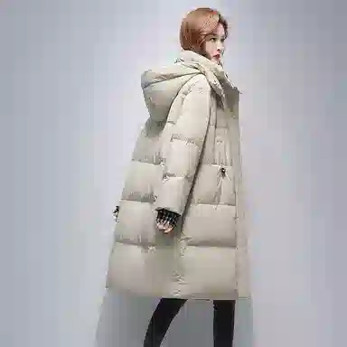 鸭鸭 宽松连帽白鸭绒时尚冬季外套羽绒服 女款
