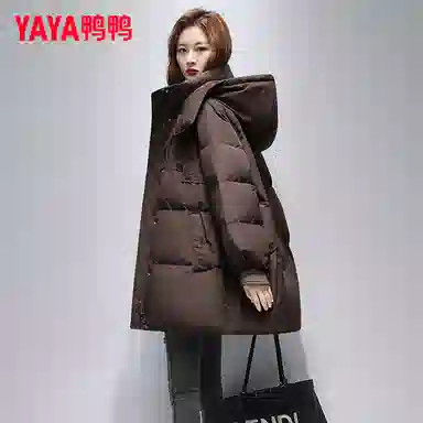 鸭鸭 阔版中长款韩版时尚保暖纯色宽松羽绒服 女款