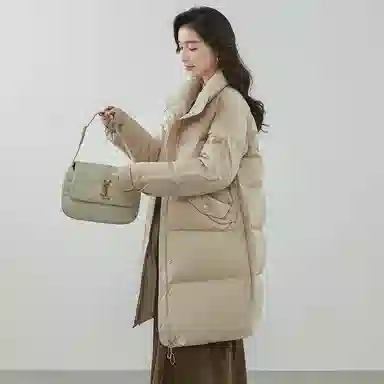 鸭鸭 休闲纯色加厚保暖羽绒服 女款