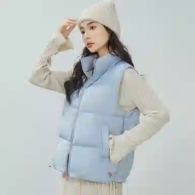 鸭鸭 拉链纯色短款马甲 女款