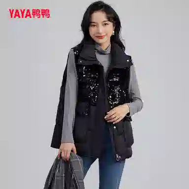 鸭鸭 纯色轻薄羽绒立领马甲 女款