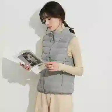 鸭鸭 纯色拉链立领羽绒马甲 女款