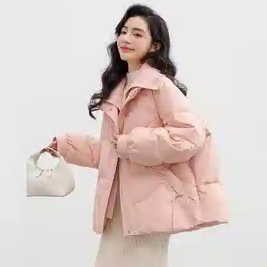 鸭鸭  立领连帽抗风御寒时尚休闲舒适外套面包服羽绒服 女款