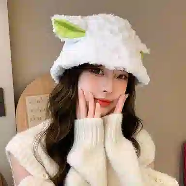 冠辉 甜美可爱小羊耳朵软糯羊卷毛保暖学生百搭萌系可爱耳朵显脸小保暖 羊羔毛 绒线帽 男女同款情侣款
