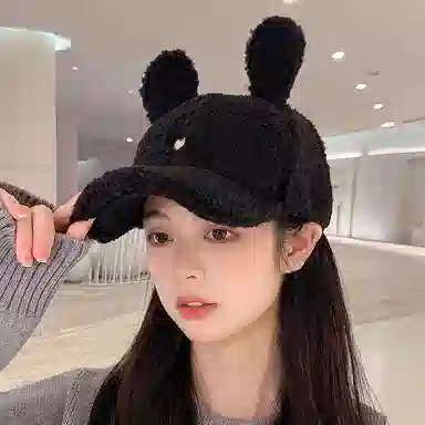 冠辉 卡通可爱兔耳朵子可爱保暖日系潮显脸小大头围保暖 羊毛混纺 鸭舌帽 男女同款情侣款