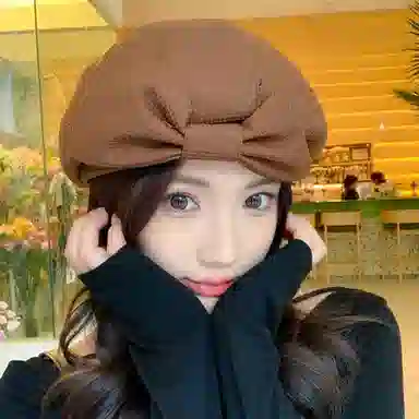 冠辉 韩版甜美蝴蝶结八角帽好版型显脸画家帽气质百搭洋气好看蓓蕾帽日系百搭显脸小#好运 棉 贝雷帽 男女同款情侣款