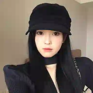 冠辉 中古风褶皱设计平顶帽显脸小氛围感日系复古咖色 麂皮绒 帽子 男女同款情侣款
