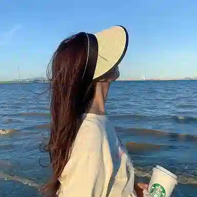 冠辉 黑胶防晒帽子防紫外线遮脸编织草帽遮阳太阳帽沙滩防晒太阳帽大檐 草编 空顶帽 男女同款情侣款