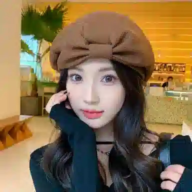 冠辉 韩版甜美蝴蝶结八角帽好版型显脸画家帽气质百搭洋气好看蓓蕾帽日系百搭显脸小#好运 棉 贝雷帽 男女同款情侣款