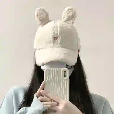 冠辉 卡通可爱兔耳朵子可爱保暖日系潮显脸小大头围保暖 羊毛混纺 鸭舌帽 男女同款情侣款