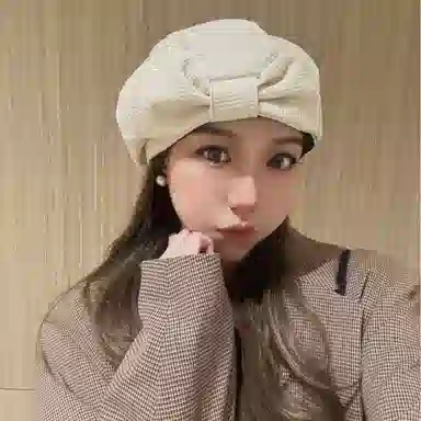 冠辉 韩版甜美蝴蝶结八角帽好版型显脸画家帽气质百搭洋气好看蓓蕾帽日系百搭显脸小#好运 棉 贝雷帽 男女同款情侣款