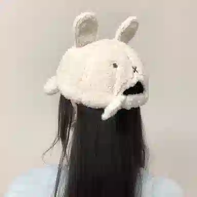 冠辉 卡通可爱兔耳朵子可爱保暖日系潮显脸小大头围保暖 羊毛混纺 鸭舌帽 男女同款情侣款
