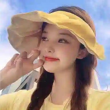 冠辉 贝壳遮阳防紫外线夏季遮脸遮阳加大空顶空顶双面太阳大檐两用 聚脂钎维 防晒帽 男女同款情侣款