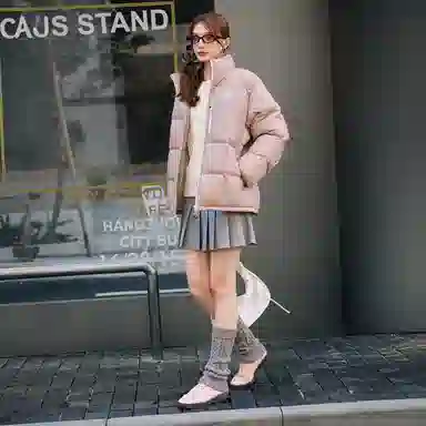 Kappa Player Winter Puffer Jacket Gray Rose Pink