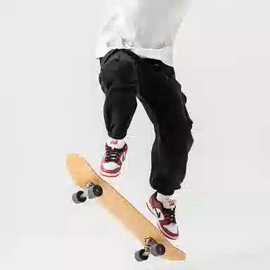 白卷 运动宽松摇粒绒工装卫裤口袋设计休闲裤 男女同款 黑色