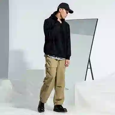 白卷 街头长袖风火刺绣连帽卫衣 男女同款 黑色