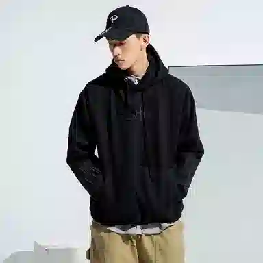 白卷 街头长袖风火刺绣连帽卫衣 男女同款 黑色