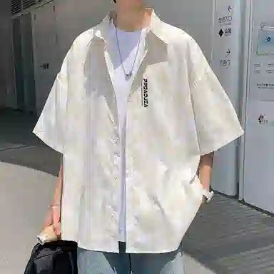 虫小绿 融合多风格的宽松高级感短袖衬衫衬衫 男女同款