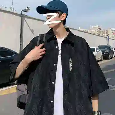 虫小绿 融合多风格的宽松高级感短袖衬衫衬衫 男女同款