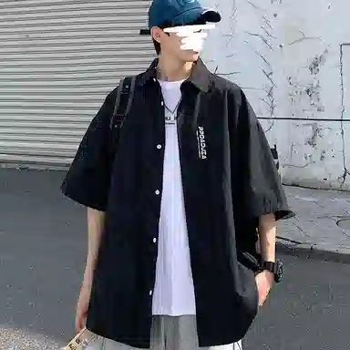 虫小绿 融合多风格的宽松高级感短袖衬衫衬衫 男女同款