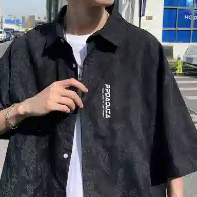 虫小绿 融合多风格的宽松高级感短袖衬衫衬衫 男女同款