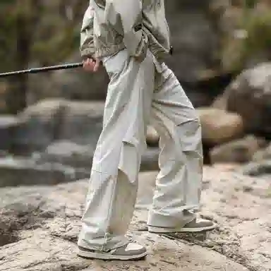 悍戈 基础简约纯色美式速干透气伞兵裤宽松直筒休闲工装裤 男女同款